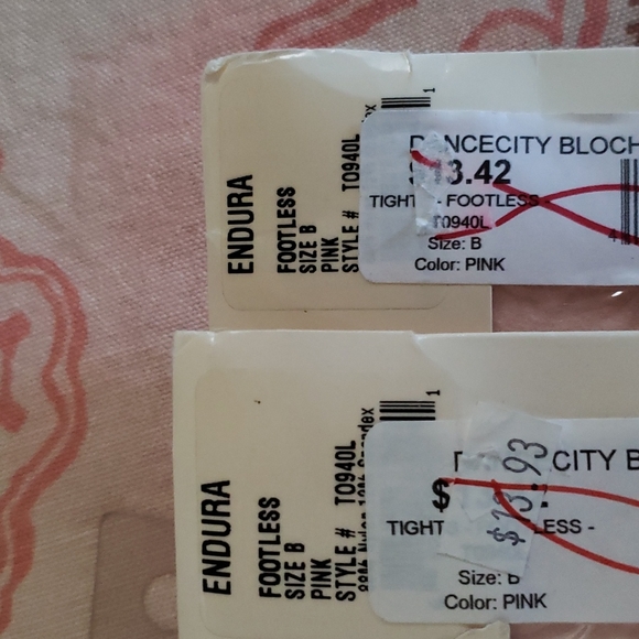 2 Footless Ladies Tights. Pink Tights Enduro Ballet Tights - Picture 3 of 5